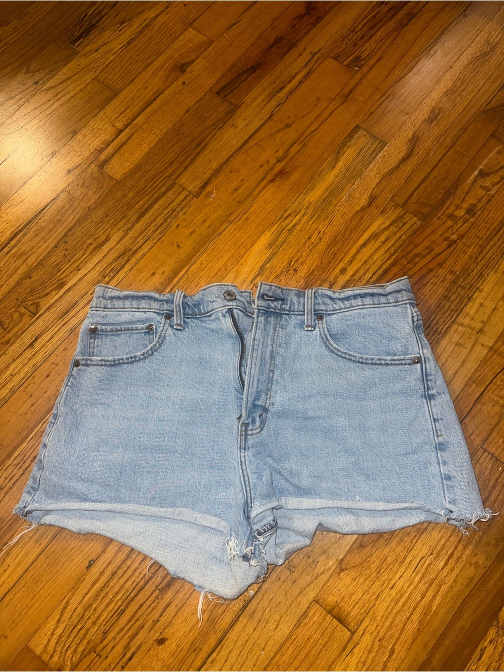 Abercrombie & Fitch Light Blue High-Rise Denim Shorts